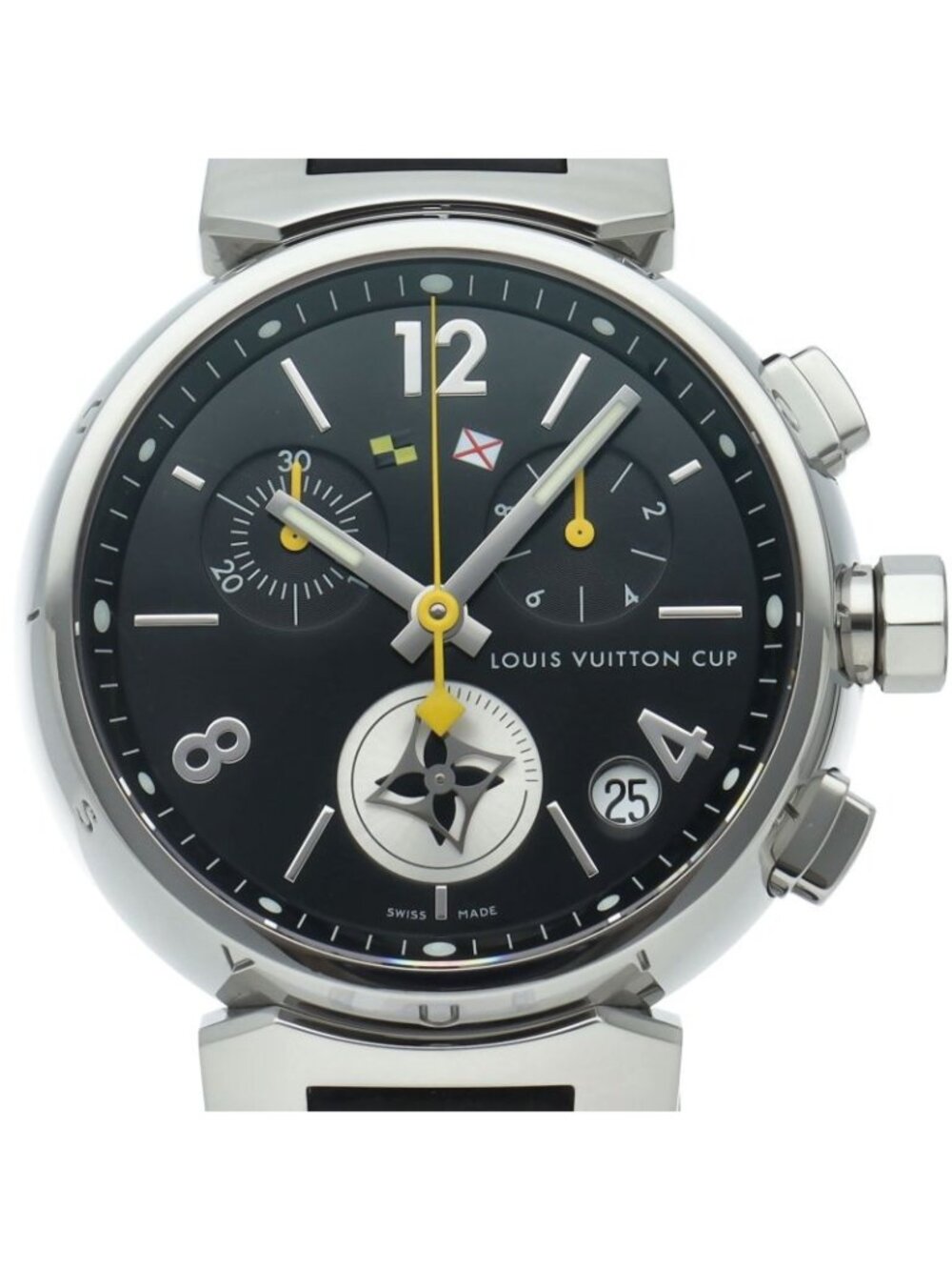 Louis Vuitton Tambour Lovely Cup Chronograph Band 2 SS Rubber Watch Black